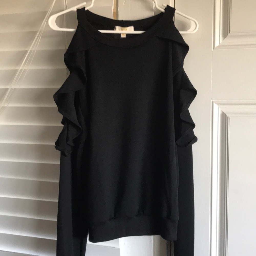 Black sweater with cut out shoulders
